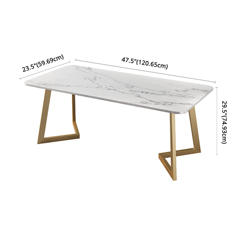 Fixed Sintered Stone Dining Room Set with Metallic 4 Legs Table Dining Room Furniture for Home Clearhalo 'Dining Room Sets' 'Dining Tables & Seating' 'dining_room_set' 'Furniture' 'furniture_dining_room_set' 'Kitchen & Dining Furniture' 'kitchen&dining_furn' 'kitchen' 3348192