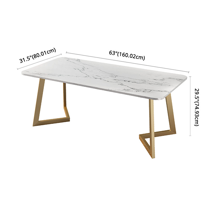 Fixed Sintered Stone Dining Room Set with Metallic 4 Legs Table Dining Room Furniture for Home Clearhalo 'Dining Room Sets' 'Dining Tables & Seating' 'dining_room_set' 'Furniture' 'furniture_dining_room_set' 'Kitchen & Dining Furniture' 'kitchen&dining_furn' 'kitchen' 3348194