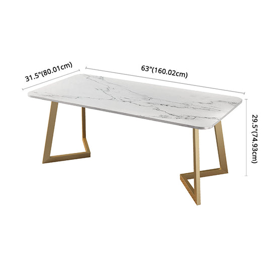 Fixed Sintered Stone Dining Room Set with Metallic 4 Legs Table Dining Room Furniture for Home Clearhalo 'Dining Room Sets' 'Dining Tables & Seating' 'dining_room_set' 'Furniture' 'furniture_dining_room_set' 'Kitchen & Dining Furniture' 'kitchen&dining_furn' 'kitchen' 3348194