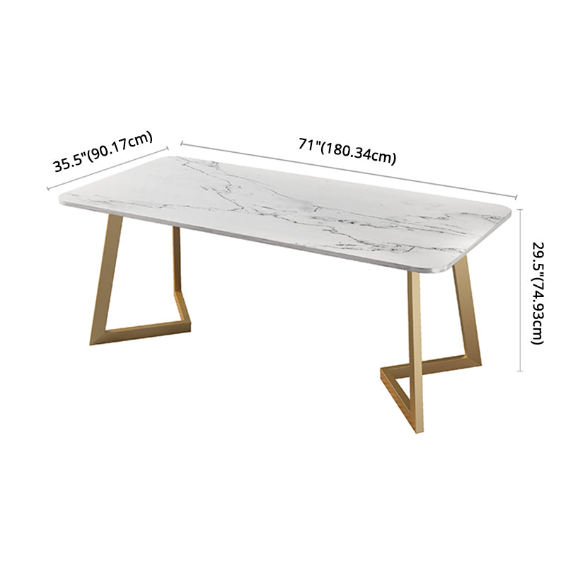 Fixed Sintered Stone Dining Room Set with Metallic 4 Legs Table Dining Room Furniture for Home Clearhalo 'Dining Room Sets' 'Dining Tables & Seating' 'dining_room_set' 'Furniture' 'furniture_dining_room_set' 'Kitchen & Dining Furniture' 'kitchen&dining_furn' 'kitchen' 3348195