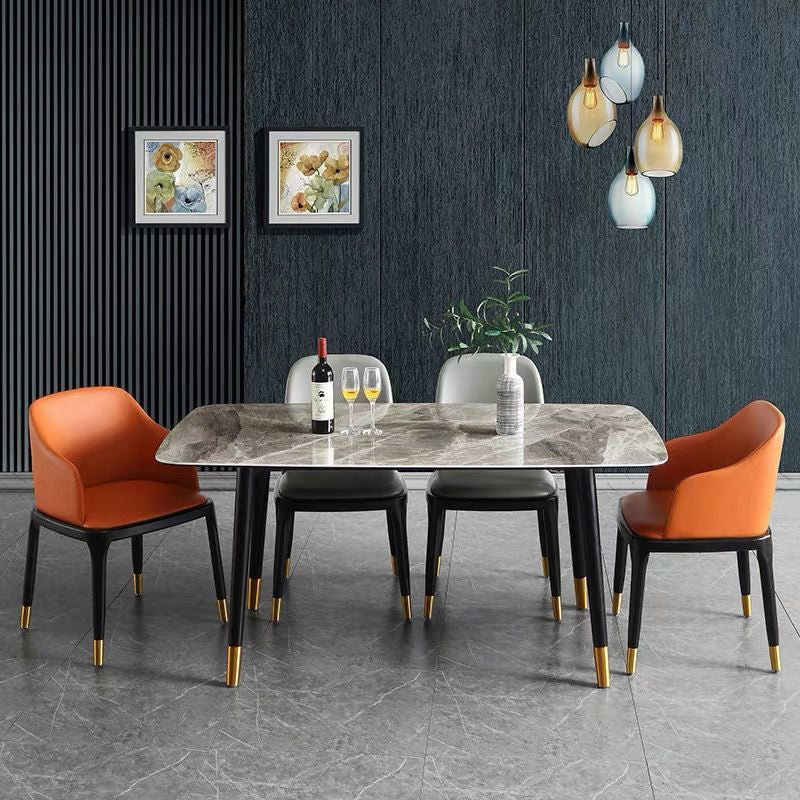 Nordic Sintered Stone Dining Room Set with Metal Base Dining Furniture for Home Use Clearhalo 'Dining Room Sets' 'Dining Tables & Seating' 'dining_room_set' 'Furniture' 'furniture_dining_room_set' 'Kitchen & Dining Furniture' 'kitchen&dining_furn' 'kitchen' 3348201