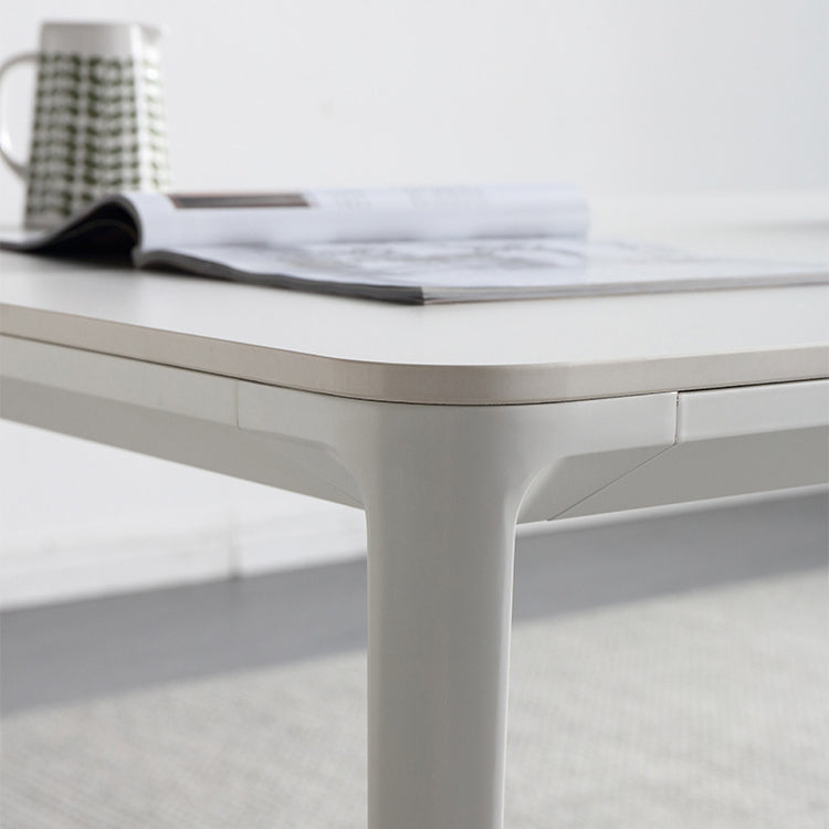 Modern White Sintered Stone Dining Set Standard Rectangle Dining Table Set with 4 Legs Base Clearhalo 'Dining Room Sets' 'Dining Tables & Seating' 'dining_room_set' 'Furniture' 'furniture_dining_room_set' 'Kitchen & Dining Furniture' 'kitchen&dining_furn' 'kitchen' 3348220