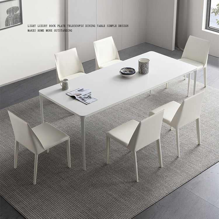 Modern White Sintered Stone Dining Set Standard Rectangle Dining Table Set with 4 Legs Base Clearhalo 'Dining Room Sets' 'Dining Tables & Seating' 'dining_room_set' 'Furniture' 'furniture_dining_room_set' 'Kitchen & Dining Furniture' 'kitchen&dining_furn' 'kitchen' 3348232