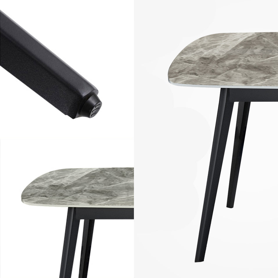 Contemporary Style Kitchen Sintered Stone Rectangle Table With 4 Legs Base Clearhalo 'Dining Room Sets' 'Dining Tables & Seating' 'dining_room_set' 'Furniture' 'furniture_dining_room_set' 'Kitchen & Dining Furniture' 'kitchen&dining_furn' 'kitchen' 3348239