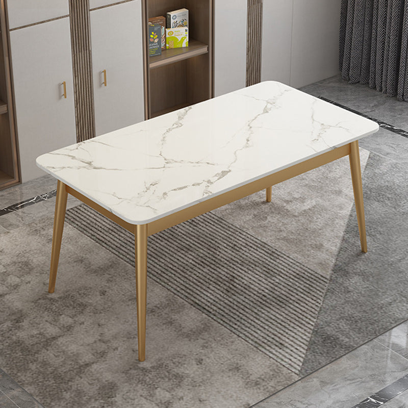 Modern Sintered Stone White Dining Table Set Standard Height Black Legs Dining Set for Home Use Gold Table Only Clearhalo 'Dining Room Sets' 'Dining Tables & Seating' 'dining_room_set' 'Furniture' 'furniture_dining_room_set' 'Kitchen & Dining Furniture' 'kitchen&dining_furn' 'kitchen' 3348249