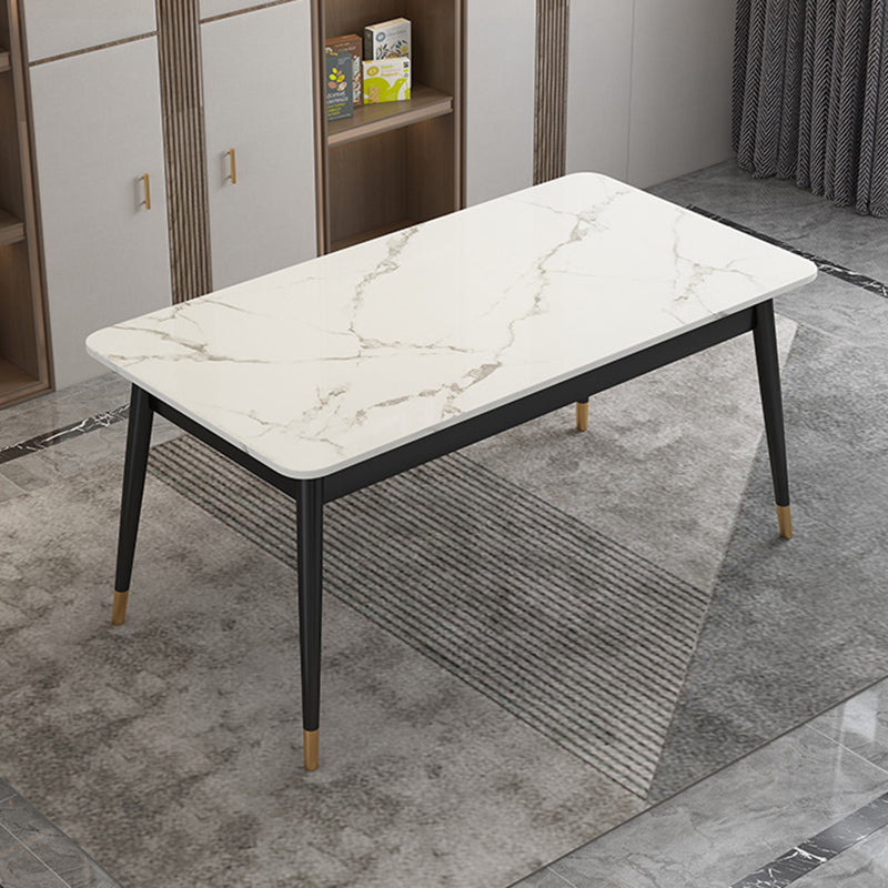 Modern Sintered Stone White Dining Table Set Standard Height Black Legs Dining Set for Home Use Black Table Only Clearhalo 'Dining Room Sets' 'Dining Tables & Seating' 'dining_room_set' 'Furniture' 'furniture_dining_room_set' 'Kitchen & Dining Furniture' 'kitchen&dining_furn' 'kitchen' 3348250