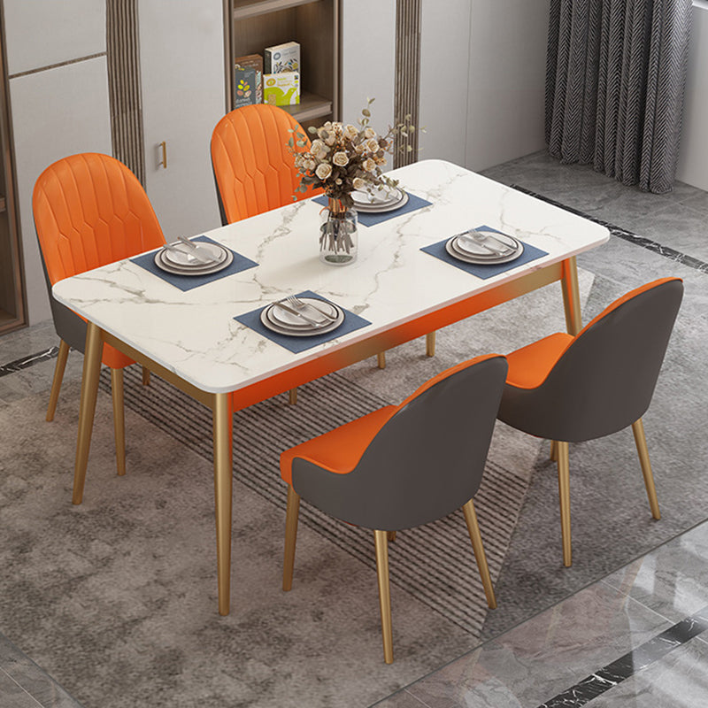 Modern Sintered Stone White Dining Table Set Standard Height Black Legs Dining Set for Home Use Gold Clearhalo 'Dining Room Sets' 'Dining Tables & Seating' 'dining_room_set' 'Furniture' 'furniture_dining_room_set' 'Kitchen & Dining Furniture' 'kitchen&dining_furn' 'kitchen' 3348252