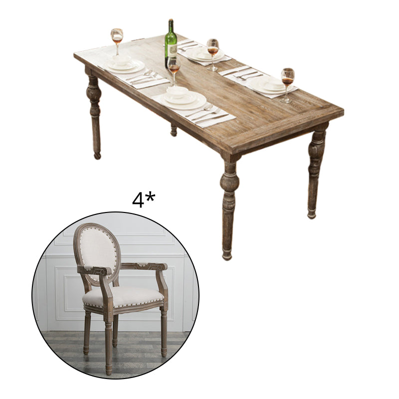 Farmhouse Style Solid Wood Dining Set with Rectangle Shape Table and 4 Legs Base for Home Use Clearhalo 'Dining Room Sets' 'Dining Tables & Seating' 'dining_room_set' 'Furniture' 'furniture_dining_room_set' 'Kitchen & Dining Furniture' 'kitchen&dining_furn' 'kitchen' 3348293