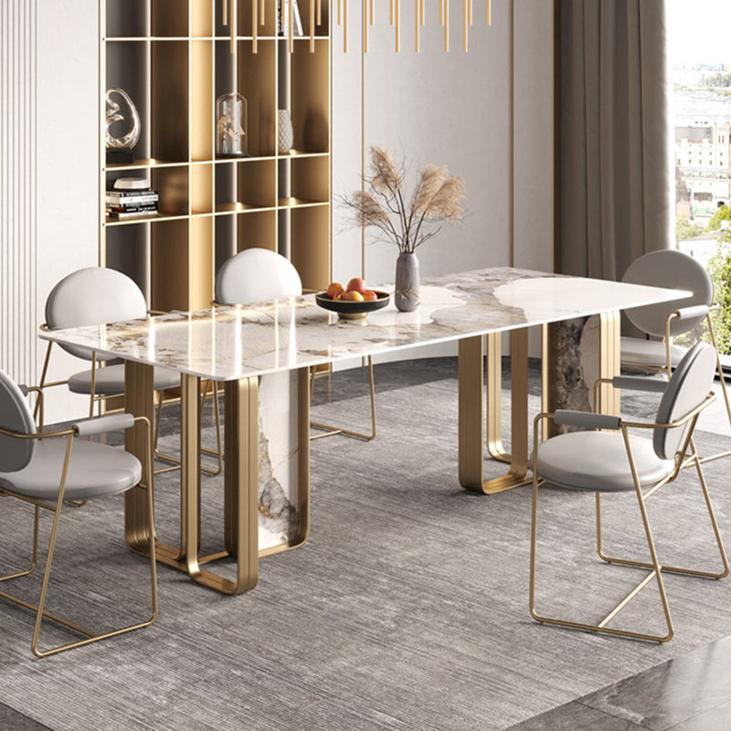 Modern Sintered Stone Dining Table Set Standard Height Gold Legs Dining Set for Home Use Clearhalo 'Dining Room Sets' 'Dining Tables & Seating' 'dining_room_set' 'Furniture' 'furniture_dining_room_set' 'Kitchen & Dining Furniture' 'kitchen&dining_furn' 'kitchen' 3348308