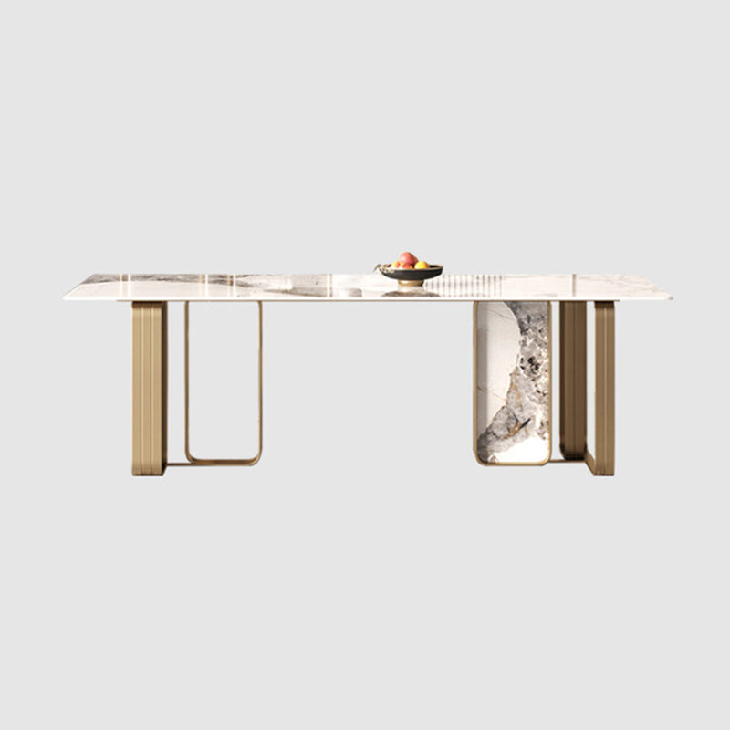 Modern Sintered Stone Dining Table Set Standard Height Gold Legs Dining Set for Home Use Clearhalo 'Dining Room Sets' 'Dining Tables & Seating' 'dining_room_set' 'Furniture' 'furniture_dining_room_set' 'Kitchen & Dining Furniture' 'kitchen&dining_furn' 'kitchen' 3348314