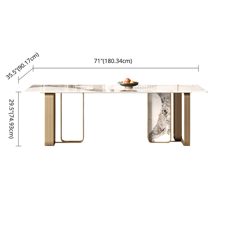 Modern Sintered Stone Dining Table Set Standard Height Gold Legs Dining Set for Home Use Clearhalo 'Dining Room Sets' 'Dining Tables & Seating' 'dining_room_set' 'Furniture' 'furniture_dining_room_set' 'Kitchen & Dining Furniture' 'kitchen&dining_furn' 'kitchen' 3348317
