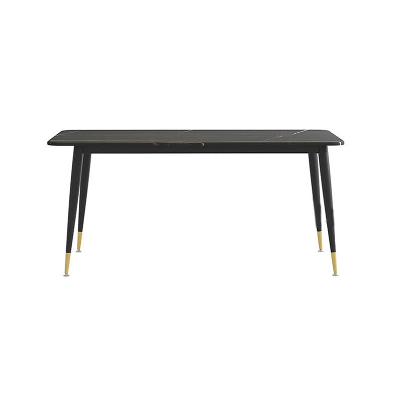 Modern Sintered Stone Rectangle Shape Dining Set White & Black Standard Dining Set for Kitchen Black Table Only Clearhalo 'Dining Room Sets' 'Dining Tables & Seating' 'dining_room_set' 'Furniture' 'furniture_dining_room_set' 'Kitchen & Dining Furniture' 'kitchen&dining_furn' 'kitchen' 3348321