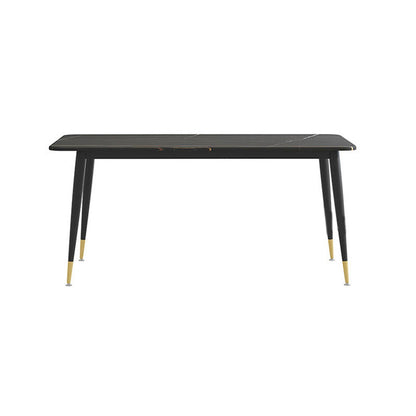 Modern Sintered Stone Rectangle Shape Dining Set White & Black Standard Dining Set for Kitchen Black Table Only Clearhalo 'Dining Room Sets' 'Dining Tables & Seating' 'dining_room_set' 'Furniture' 'furniture_dining_room_set' 'Kitchen & Dining Furniture' 'kitchen&dining_furn' 'kitchen' 3348321