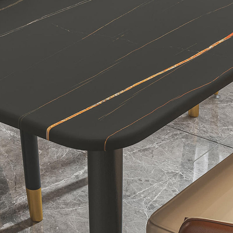 Modern Sintered Stone Rectangle Shape Dining Set White & Black Standard Dining Set for Kitchen Clearhalo 'Dining Room Sets' 'Dining Tables & Seating' 'dining_room_set' 'Furniture' 'furniture_dining_room_set' 'Kitchen & Dining Furniture' 'kitchen&dining_furn' 'kitchen' 3348326