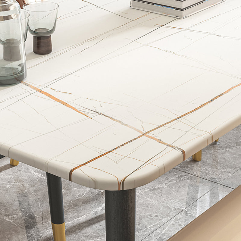 Modern Sintered Stone Rectangle Shape Dining Set White & Black Standard Dining Set for Kitchen Clearhalo 'Dining Room Sets' 'Dining Tables & Seating' 'dining_room_set' 'Furniture' 'furniture_dining_room_set' 'Kitchen & Dining Furniture' 'kitchen&dining_furn' 'kitchen' 3348329