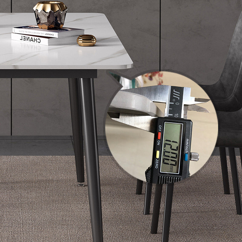 Modern Sintered Stone Dining Table Set White Rectangle Dining Set for Home Use Clearhalo 'Dining Room Sets' 'Dining Tables & Seating' 'dining_room_set' 'Furniture' 'furniture_dining_room_set' 'Kitchen & Dining Furniture' 'kitchen&dining_furn' 'kitchen' 3348356