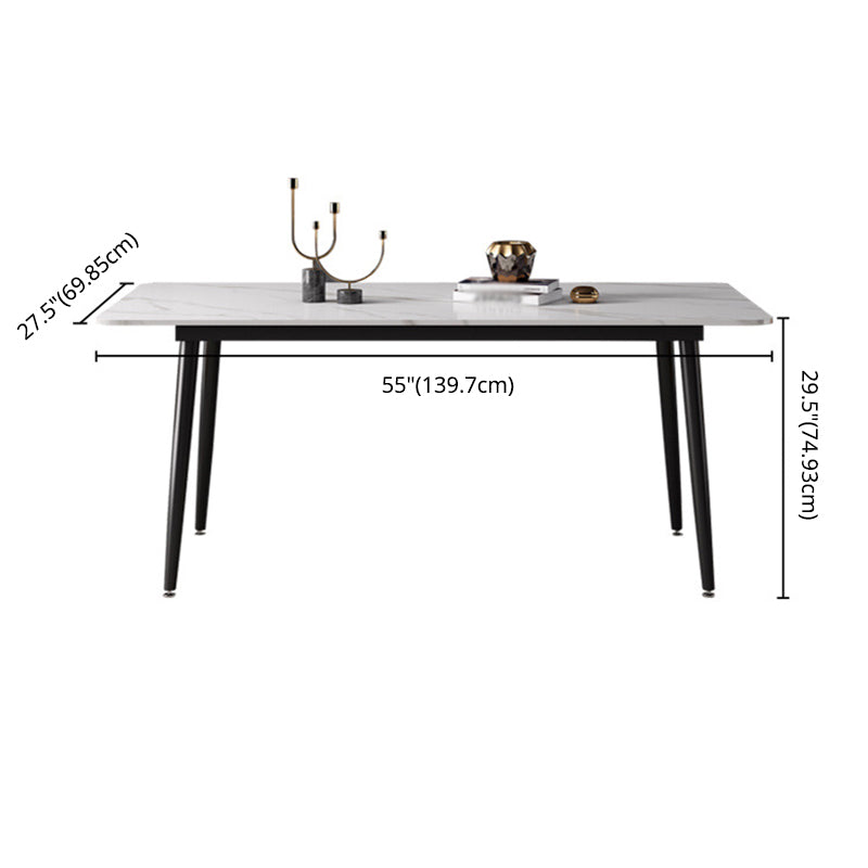 Modern Sintered Stone Dining Table Set White Rectangle Dining Set for Home Use Clearhalo 'Dining Room Sets' 'Dining Tables & Seating' 'dining_room_set' 'Furniture' 'furniture_dining_room_set' 'Kitchen & Dining Furniture' 'kitchen&dining_furn' 'kitchen' 3348363