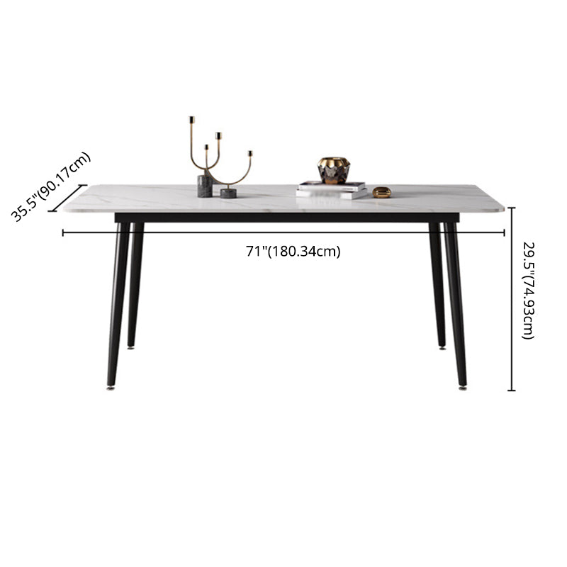 Modern Sintered Stone Dining Table Set White Rectangle Dining Set for Home Use Clearhalo 'Dining Room Sets' 'Dining Tables & Seating' 'dining_room_set' 'Furniture' 'furniture_dining_room_set' 'Kitchen & Dining Furniture' 'kitchen&dining_furn' 'kitchen' 3348365