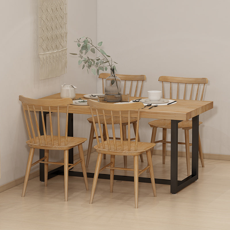 Modern Style Solid Wood Dining Set with Rectangle Shape Table and Trestle Base for Home Use with 4 Chairs Clearhalo 'Dining Room Sets' 'Dining Tables & Seating' 'dining_room_set' 'Furniture' 'furniture_dining_room_set' 'Kitchen & Dining Furniture' 'kitchen&dining_furn' 'kitchen' 3348367