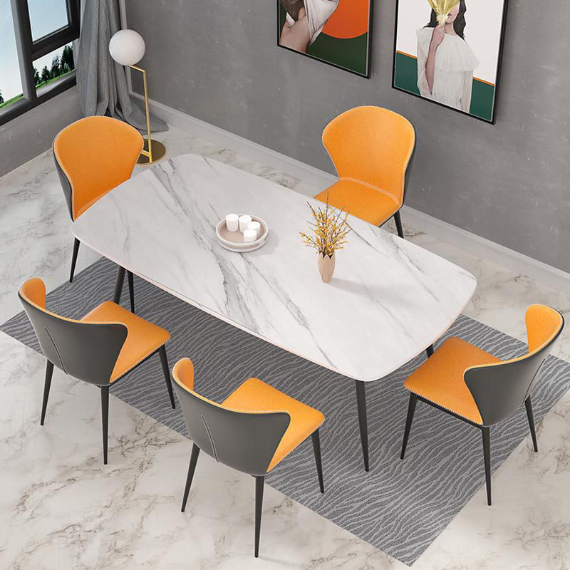 Modern Style Sintered Stone Dining Table with Standard Height Table and 4 Legs Base for Home Use Clearhalo 'Dining Room Sets' 'Dining Tables & Seating' 'dining_room_set' 'Furniture' 'furniture_dining_room_set' 'Kitchen & Dining Furniture' 'kitchen&dining_furn' 'kitchen' 3348378