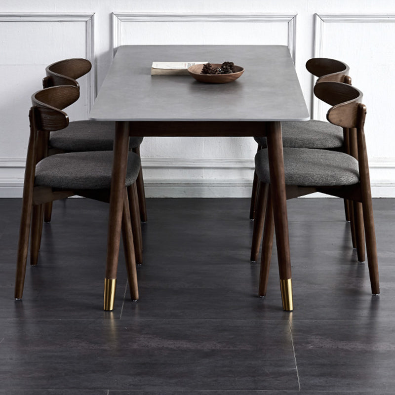 Scandinavian Style 6 Seat Rectangular Black Legs Black Slate Dining Table with Base Clearhalo 'Dining Room Sets' 'Dining Tables & Seating' 'dining_room_set' 'Furniture' 'furniture_dining_room_set' 'Kitchen & Dining Furniture' 'kitchen&dining_furn' 'kitchen' 3348390