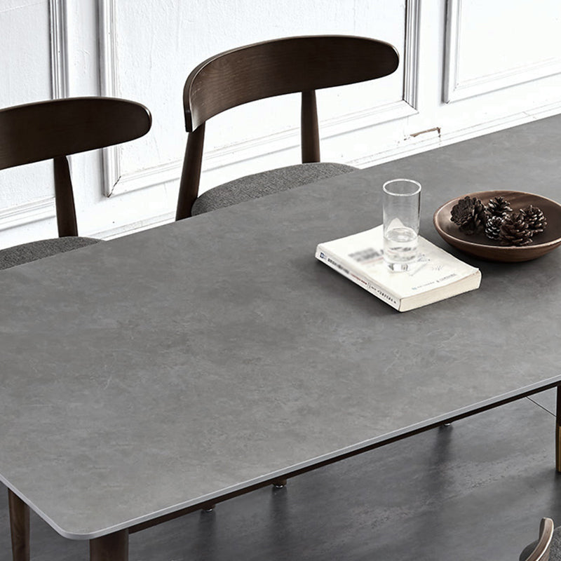 Scandinavian Style 6 Seat Rectangular Black Legs Black Slate Dining Table with Base Clearhalo 'Dining Room Sets' 'Dining Tables & Seating' 'dining_room_set' 'Furniture' 'furniture_dining_room_set' 'Kitchen & Dining Furniture' 'kitchen&dining_furn' 'kitchen' 3348391