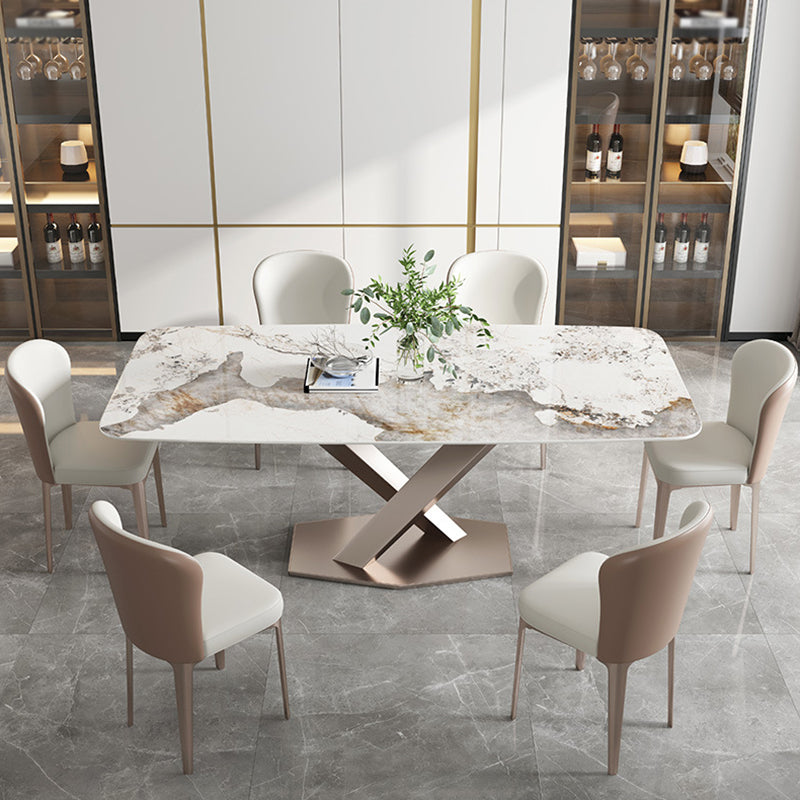 Contemporary Sintered Stone Gray Dining Set Rectangle Standard Dining Set for Kitchen Clearhalo 'Dining Room Sets' 'Dining Tables & Seating' 'dining_room_set' 'Furniture' 'furniture_dining_room_set' 'Kitchen & Dining Furniture' 'kitchen&dining_furn' 'kitchen' 3348432