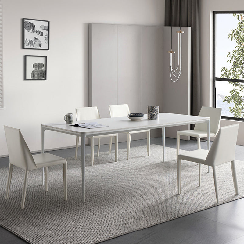 Modern Standard Sintered Stone Dining Set White Rectangle Shape Dining Set for Kitchen Clearhalo 'Dining Room Sets' 'Dining Tables & Seating' 'dining_room_set' 'Furniture' 'furniture_dining_room_set' 'Kitchen & Dining Furniture' 'kitchen&dining_furn' 'kitchen' 3348471