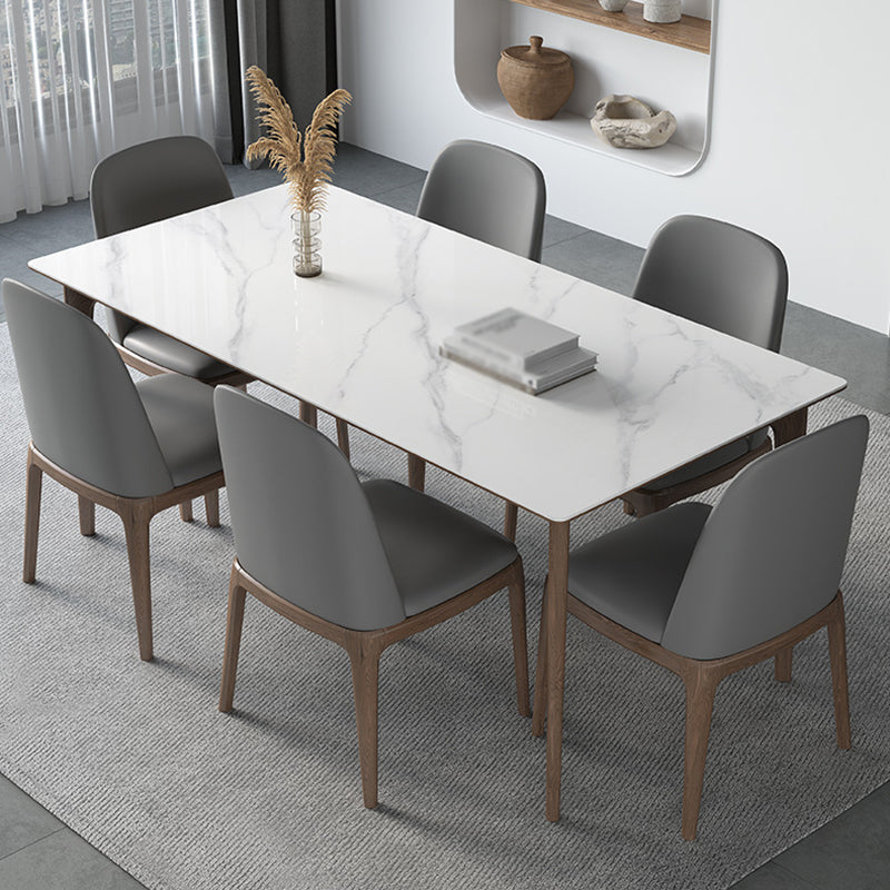 Minimalist White Sintered Stone Dining Set Standard Rectangle Shape Dining Set with 4 Legs Table Clearhalo 'Dining Room Sets' 'Dining Tables & Seating' 'dining_room_set' 'Furniture' 'furniture_dining_room_set' 'Kitchen & Dining Furniture' 'kitchen&dining_furn' 'kitchen' 3348512