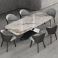 Contemporary Fixed Faux Marble Top Dining Room Table with 2 Black Metallic Legs Kitchen Dining Set with 6 Chairs Clearhalo 'Dining Room Sets' 'Dining Tables & Seating' 'dining_room_set' 'Furniture' 'furniture_dining_room_set' 'Kitchen & Dining Furniture' 'kitchen&dining_furn' 'kitchen' 3350372