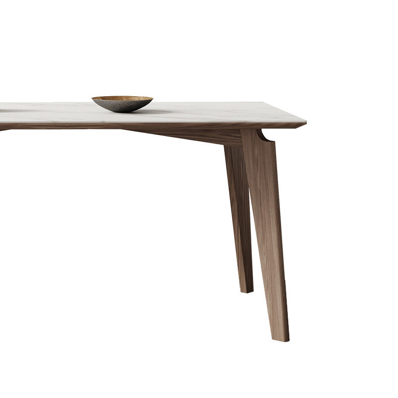 Minimalist Fixed Sintered Stone Dining¬†Room¬†Table¬†with 4 Solid Wood Legs for Kitchen Clearhalo 'Dining Room Sets' 'Dining Tables & Seating' 'dining_room_set' 'Furniture' 'furniture_dining_room_set' 'Kitchen & Dining Furniture' 'kitchen&dining_furn' 'kitchen' 3350388