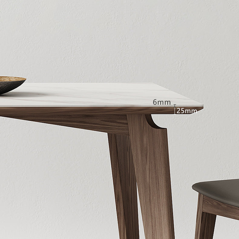 Minimalist Fixed Sintered Stone Dining¬†Room¬†Table¬†with 4 Solid Wood Legs for Kitchen Clearhalo 'Dining Room Sets' 'Dining Tables & Seating' 'dining_room_set' 'Furniture' 'furniture_dining_room_set' 'Kitchen & Dining Furniture' 'kitchen&dining_furn' 'kitchen' 3350390