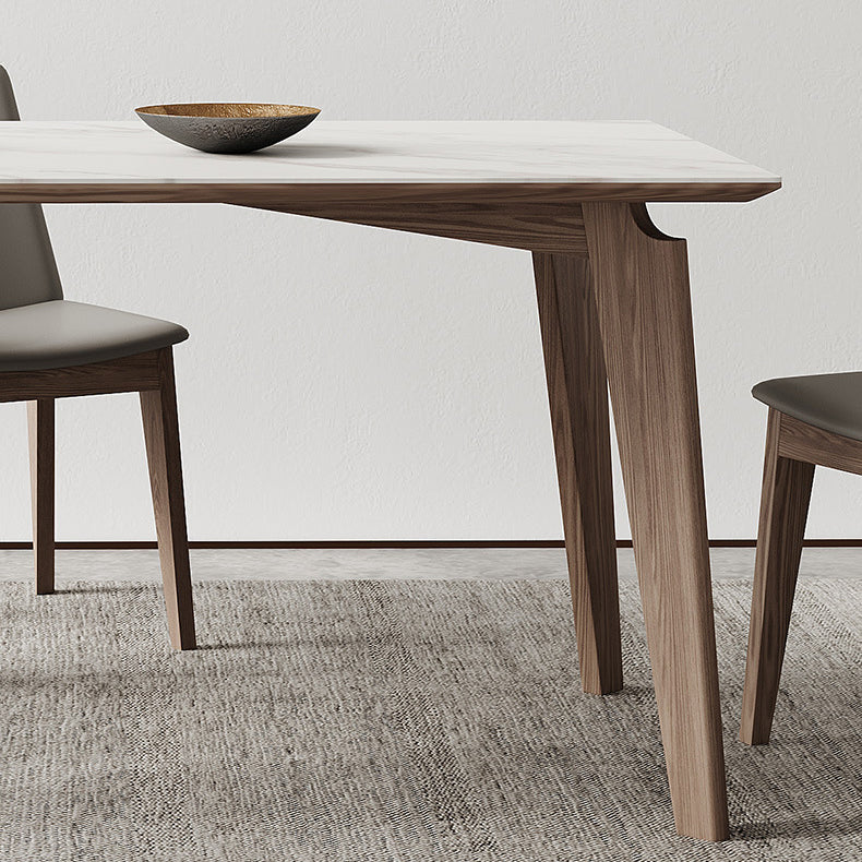 Minimalist Fixed Sintered Stone Dining¬†Room¬†Table¬†with 4 Solid Wood Legs for Kitchen Clearhalo 'Dining Room Sets' 'Dining Tables & Seating' 'dining_room_set' 'Furniture' 'furniture_dining_room_set' 'Kitchen & Dining Furniture' 'kitchen&dining_furn' 'kitchen' 3350391