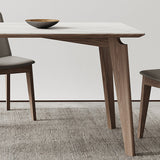 Minimalist Fixed Sintered Stone Dining¬†Room¬†Table¬†with 4 Solid Wood Legs for Kitchen Clearhalo 'Dining Room Sets' 'Dining Tables & Seating' 'dining_room_set' 'Furniture' 'furniture_dining_room_set' 'Kitchen & Dining Furniture' 'kitchen&dining_furn' 'kitchen' 3350391