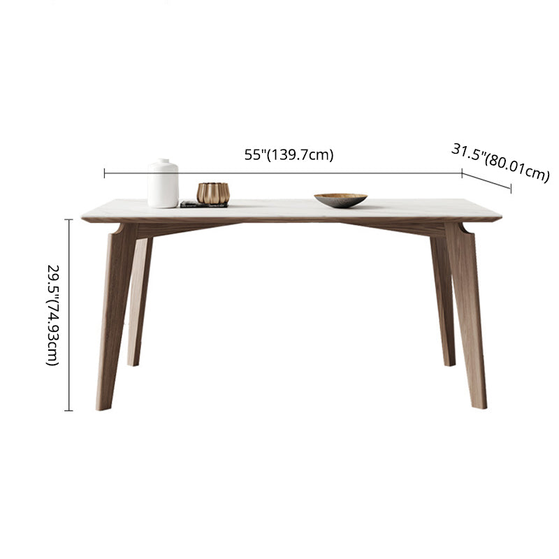 Minimalist Fixed Sintered Stone Dining¬†Room¬†Table¬†with 4 Solid Wood Legs for Kitchen Clearhalo 'Dining Room Sets' 'Dining Tables & Seating' 'dining_room_set' 'Furniture' 'furniture_dining_room_set' 'Kitchen & Dining Furniture' 'kitchen&dining_furn' 'kitchen' 3350395