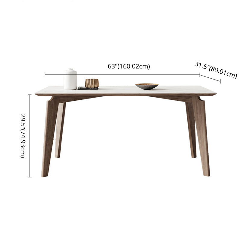 Minimalist Fixed Sintered Stone Dining¬†Room¬†Table¬†with 4 Solid Wood Legs for Kitchen Clearhalo 'Dining Room Sets' 'Dining Tables & Seating' 'dining_room_set' 'Furniture' 'furniture_dining_room_set' 'Kitchen & Dining Furniture' 'kitchen&dining_furn' 'kitchen' 3350396