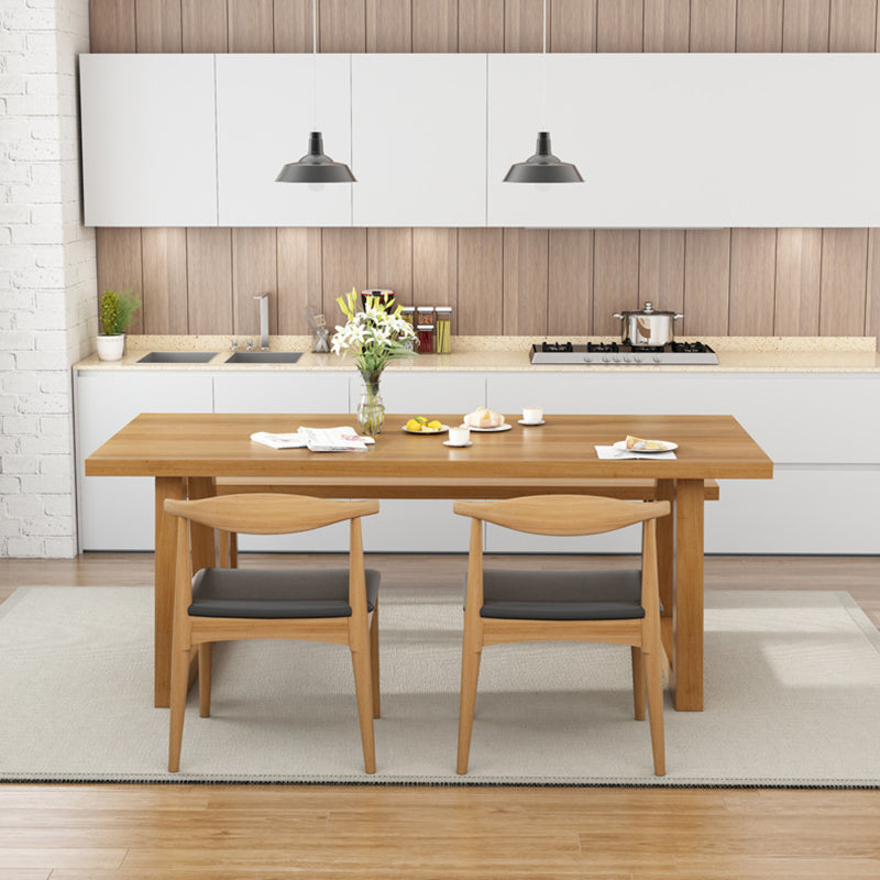 Contemporary Solid Wood Rectangle Shape Kitchen Table Set with 2 Wood Legs for Dining Room Furniture with 4 Chairs Clearhalo 'Dining Room Sets' 'Dining Tables & Seating' 'dining_room_set' 'furn' 'furn_dining_room_set' 'Furniture' 'furniture_dining_room_set' 'Kitchen & Dining Furniture' 'kitchen&dining_furn' 'kitchen' 3350419