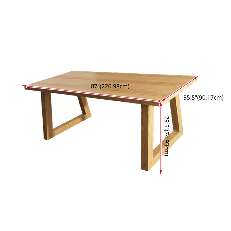 Contemporary Solid Wood Rectangle Shape Kitchen Table Set with 2 Wood Legs for Dining Room Furniture Clearhalo 'Dining Room Sets' 'Dining Tables & Seating' 'dining_room_set' 'furn' 'furn_dining_room_set' 'Furniture' 'furniture_dining_room_set' 'Kitchen & Dining Furniture' 'kitchen&dining_furn' 'kitchen' 3350428