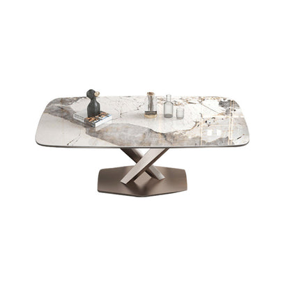 Modern Kitchen Sintered Stone Dining Set Rectangle Shape Standard Dining Set with 4 Legs Base 1 Piece Clearhalo 'Dining Room Sets' 'Dining Tables & Seating' 'dining_room_set' 'Furniture' 'furniture_dining_room_set' 'Kitchen & Dining Furniture' 'kitchen&dining_furn' 'kitchen' 3353817