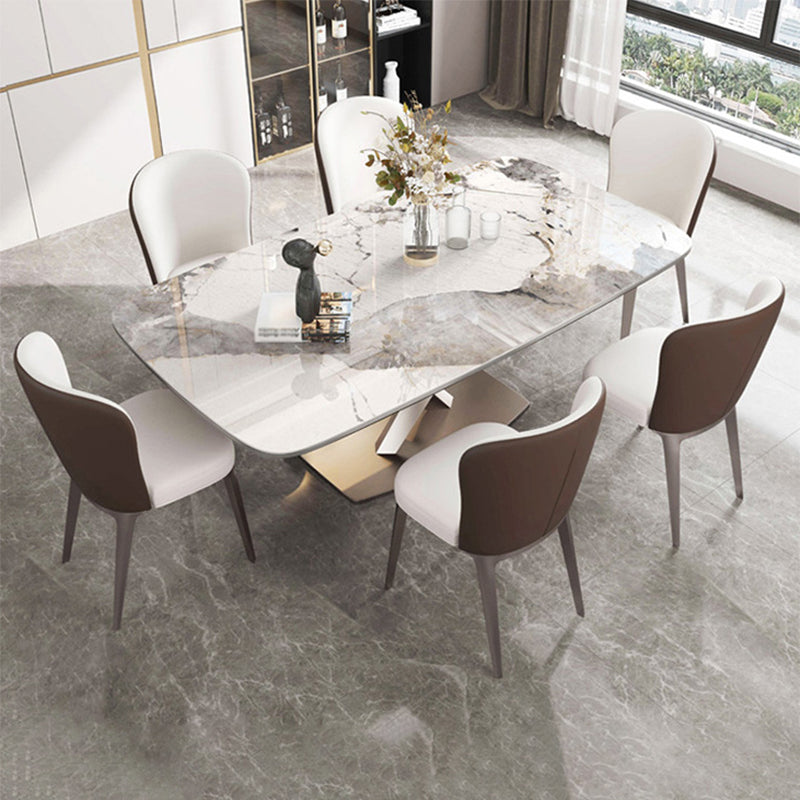 Modern Kitchen Sintered Stone Dining Set Rectangle Shape Standard Dining Set with 4 Legs Base Clearhalo 'Dining Room Sets' 'Dining Tables & Seating' 'dining_room_set' 'Furniture' 'furniture_dining_room_set' 'Kitchen & Dining Furniture' 'kitchen&dining_furn' 'kitchen' 3353821