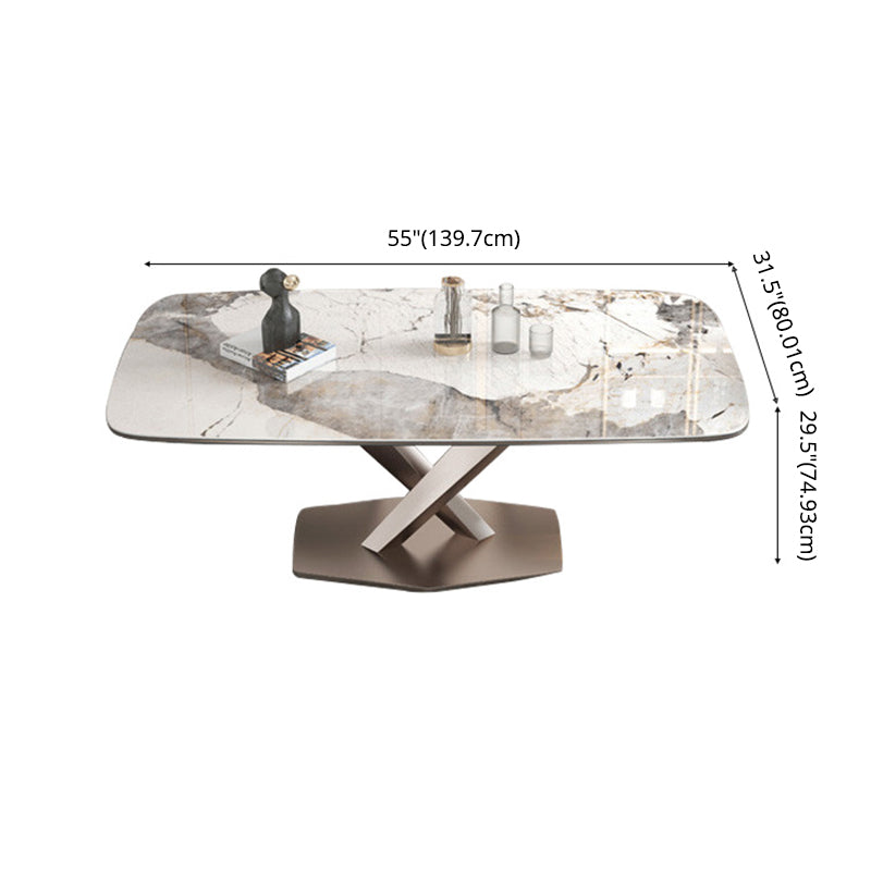 Modern Kitchen Sintered Stone Dining Set Rectangle Shape Standard Dining Set with 4 Legs Base Clearhalo 'Dining Room Sets' 'Dining Tables & Seating' 'dining_room_set' 'Furniture' 'furniture_dining_room_set' 'Kitchen & Dining Furniture' 'kitchen&dining_furn' 'kitchen' 3353827