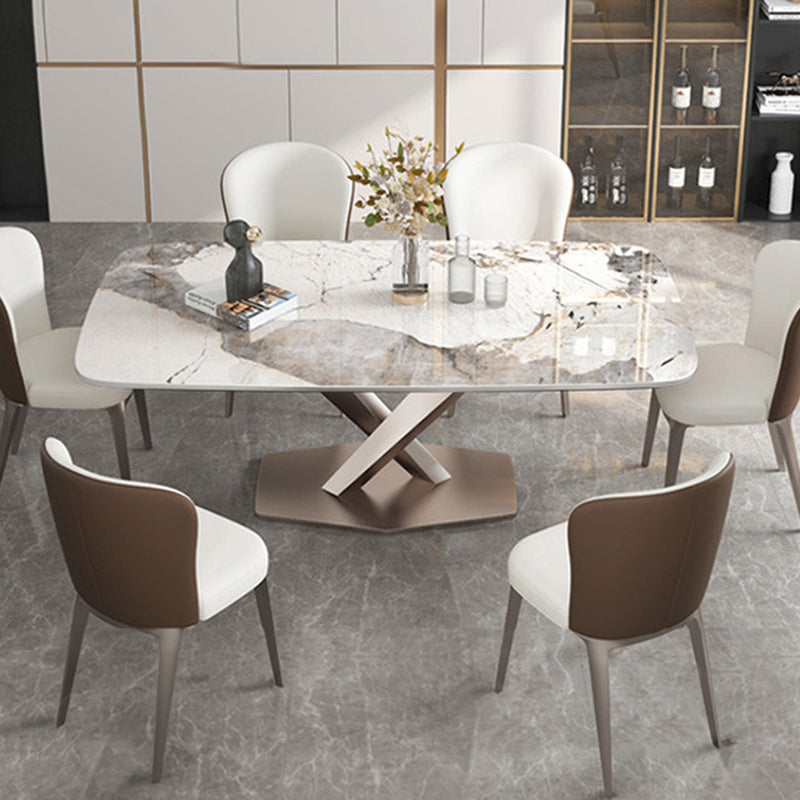 Modern Kitchen Sintered Stone Dining Set Rectangle Shape Standard Dining Set with 4 Legs Base Clearhalo 'Dining Room Sets' 'Dining Tables & Seating' 'dining_room_set' 'Furniture' 'furniture_dining_room_set' 'Kitchen & Dining Furniture' 'kitchen&dining_furn' 'kitchen' 3353831