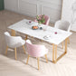 Scandinavian Sintered Stone Dining Table Set White Rectangle Dining Set for Home Use Clearhalo 'Dining Room Sets' 'Dining Tables & Seating' 'dining_room_set' 'furn' 'furn_dining_room_set' 'Furniture' 'furniture_dining_room_set' 'Kitchen & Dining Furniture' 'kitchen&dining_furn' 'kitchen' 3361351
