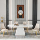 Glam Dining Room Set with¬†Rectangle Sintered Stone Top and Pedestal Base Dining Furniture Clearhalo 'Dining Room Sets' 'Dining Tables & Seating' 'dining_room_set' 'furn' 'furn_dining_room_set' 'Furniture' 'furniture_dining_room_set' 'Kitchen & Dining Furniture' 'kitchen&dining_furn' 'kitchen' 3361363