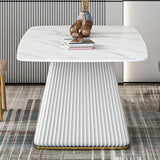 Glam Dining Room Set with¬†Rectangle Sintered Stone Top and Pedestal Base Dining Furniture Clearhalo 'Dining Room Sets' 'Dining Tables & Seating' 'dining_room_set' 'furn' 'furn_dining_room_set' 'Furniture' 'furniture_dining_room_set' 'Kitchen & Dining Furniture' 'kitchen&dining_furn' 'kitchen' 3361369