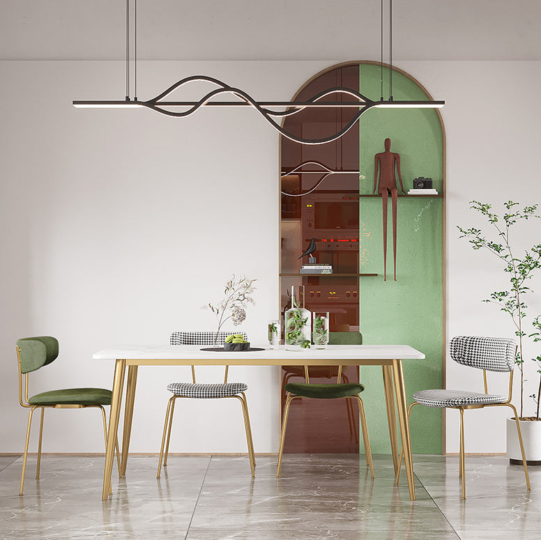 Scandinavian Sintered Stone Dining Table Set with Rectangle Table and Gold Legs Home Dining Set Clearhalo 'Dining Room Sets' 'Dining Tables & Seating' 'dining_room_set' 'furn' 'furn_dining_room_set' 'Furniture' 'furniture_dining_room_set' 'Kitchen & Dining Furniture' 'kitchen&dining_furn' 'kitchen' 3361392