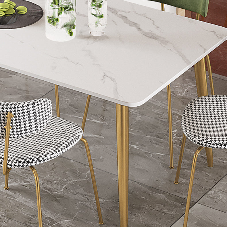 Scandinavian Sintered Stone Dining Table Set with Rectangle Table and Gold Legs Home Dining Set Clearhalo 'Dining Room Sets' 'Dining Tables & Seating' 'dining_room_set' 'furn' 'furn_dining_room_set' 'Furniture' 'furniture_dining_room_set' 'Kitchen & Dining Furniture' 'kitchen&dining_furn' 'kitchen' 3361394