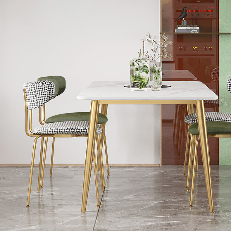 Scandinavian Sintered Stone Dining Table Set with Rectangle Table and Gold Legs Home Dining Set Clearhalo 'Dining Room Sets' 'Dining Tables & Seating' 'dining_room_set' 'furn' 'furn_dining_room_set' 'Furniture' 'furniture_dining_room_set' 'Kitchen & Dining Furniture' 'kitchen&dining_furn' 'kitchen' 3361397