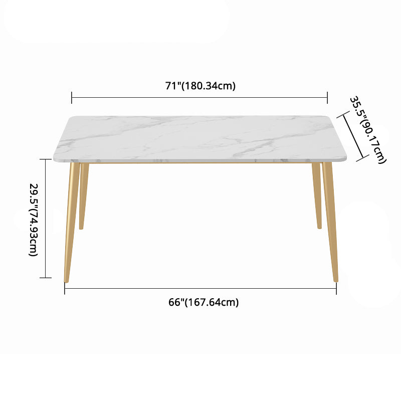 Scandinavian Sintered Stone Dining Table Set with Rectangle Table and Gold Legs Home Dining Set Clearhalo 'Dining Room Sets' 'Dining Tables & Seating' 'dining_room_set' 'furn' 'furn_dining_room_set' 'Furniture' 'furniture_dining_room_set' 'Kitchen & Dining Furniture' 'kitchen&dining_furn' 'kitchen' 3361401