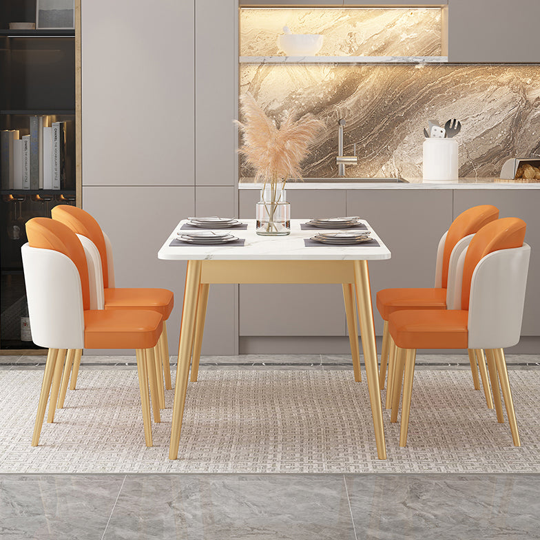 Glam Sintered Stone Dining Room Set Standard Height with Black Legs Dining Furniture for Home Use Clearhalo 'Dining Room Sets' 'Dining Tables & Seating' 'dining_room_set' 'furn' 'furn_dining_room_set' 'Furniture' 'furniture_dining_room_set' 'Kitchen & Dining Furniture' 'kitchen&dining_furn' 'kitchen' 3361404